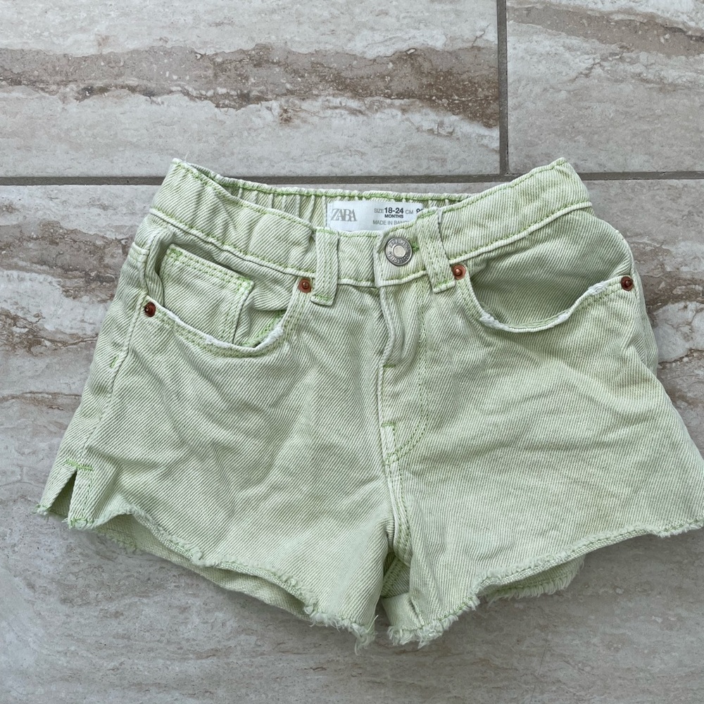 Zara toddler Green Denim Shorts